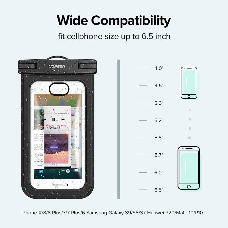 Ugreen Waterproof Case Bag Phone Pouch 6.3'' Phone Bag Case For iPhone Xs X 8 7 7Plus 6S 6Plus Samsung Galaxy S9 S8 Phone Case