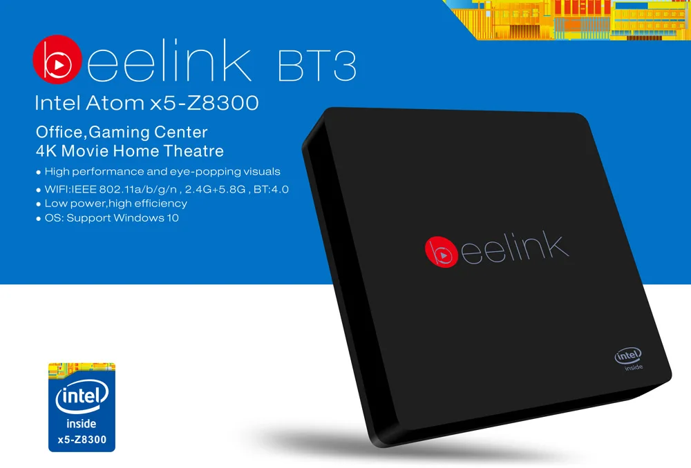 BEELINK BT3 ТВ коробка Atom X5 Z8300 4 ядра 2 г/5 8 Г Wi Fi Bluetooth 0 ГБ 40 C диск + 20 D 1000 Мбит/с LAN окно