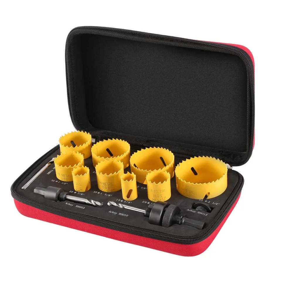 

Professional 13PCS/Set M3 Steel Standard Electricians Bi-Metal Hole Saw Kit With Tools Box for Metal and Wood Hole Cutting