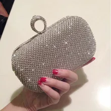 Модный серебряный цвет стразы вечерние сумки банкетный женский день клатч Свадебная вечерняя сумка Knucklebox женский кошелек
