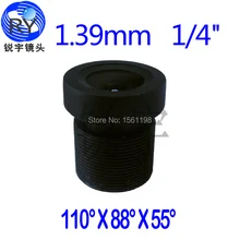 2pcs/lot, 1.39mm CCTV Camera Megapixel MTV IR CCTV Lens F2.25 1/4 M12 mount 650 ir filter