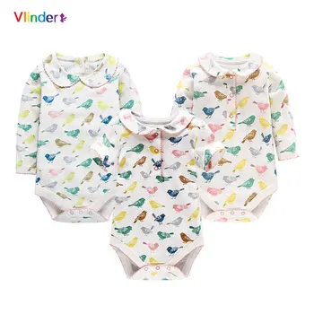 

Vlinder 2018 Fashion New Infant Baby Girls Colorful Magpie Printing Clothes Spring Summer Ruffles Cuff Cotton Newborn Bodysuits
