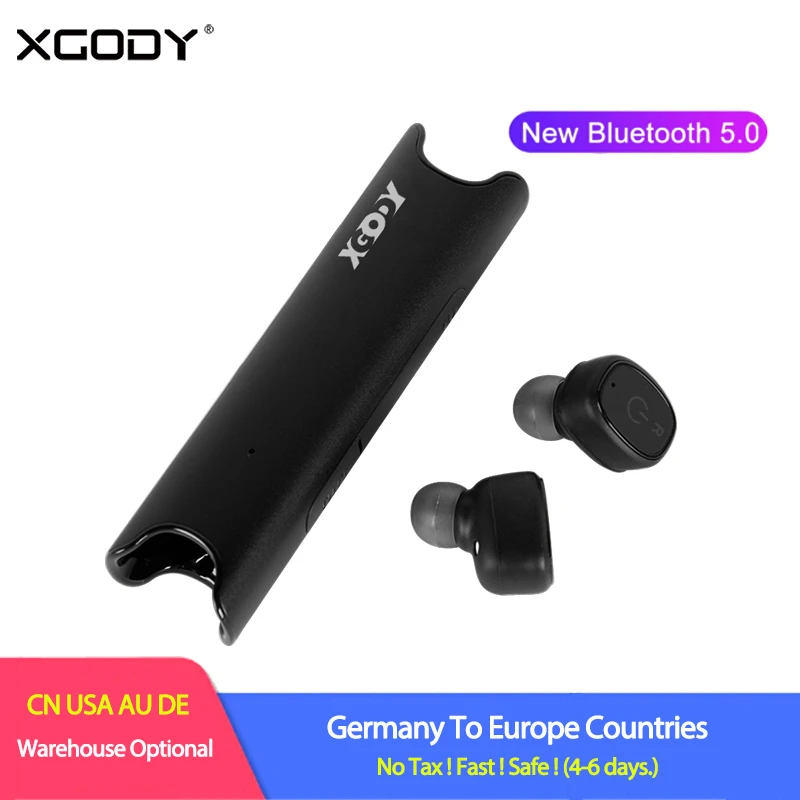 

XGODY S2P Wireless Bluetooth 5.0 Earphones 4D Sound True Wireless Waterproof Earbuds Noise Reduction Power Bank Sport Earphone