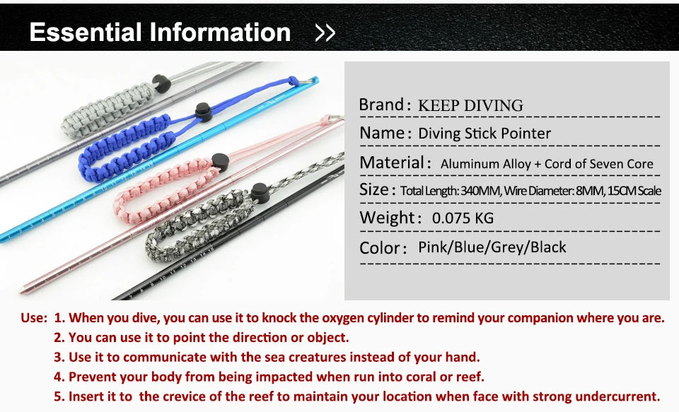 Светильник из алюминиевого сплава, палка для подводного плавания, Удочка с ручной веревкой, подводный шейкер, аксессуары для подводного плавания