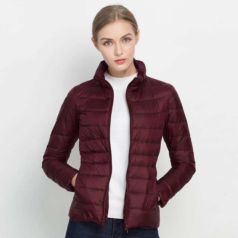 

COMLESS New Arrival 20 Colors Size S-3XL Spring Autumn Women Fashion Ultra Light Jacket Soft Warm Stand Collar Thin Jacket XXXL
