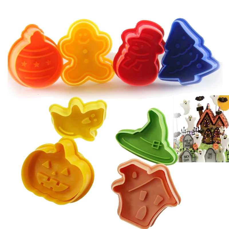

8PCS/LOT Christmas Halloween Cookie Cutter Biscuit Cookies Molds Fondant Cutter Confectionery Baking Cake Decorating Tool