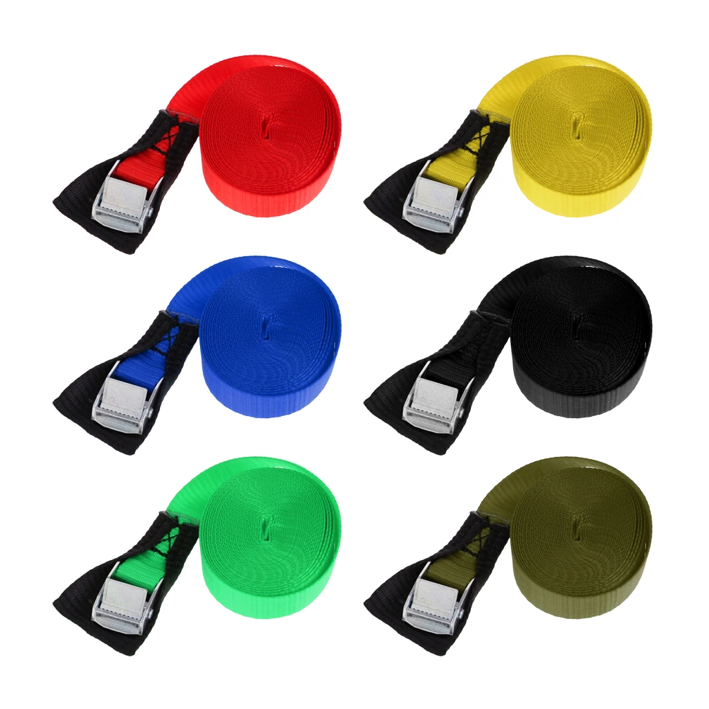 Heavy Duty Polyester Tie Down Strap with Metal Cam Buckle for Kayak Canoe Boat Surfboard SUP Trailers - Choose Size & Color