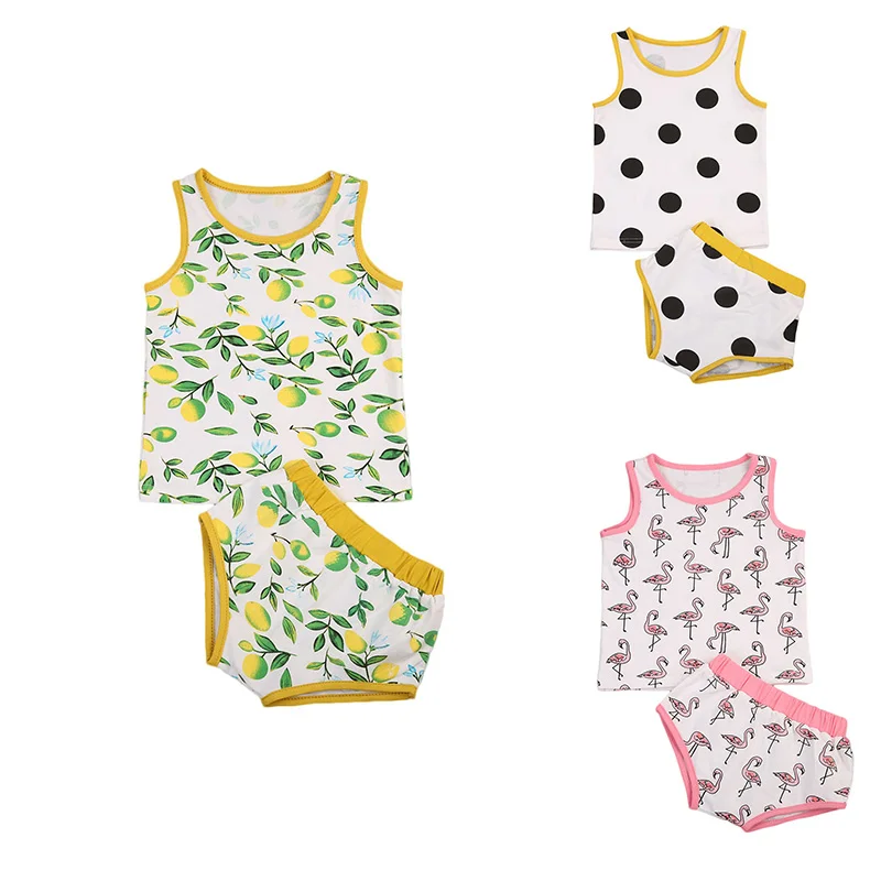 2pcsBabiesSummerPolkaDotsVestClothingSetNewbornInfantBabyBoy