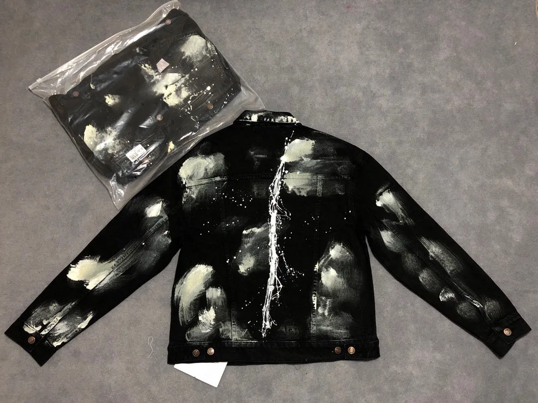 2019 Spring New Graffiti Printed Women Men Denim Jacket Hiphop Streetwear Men Denim Jeans Jacket Coat