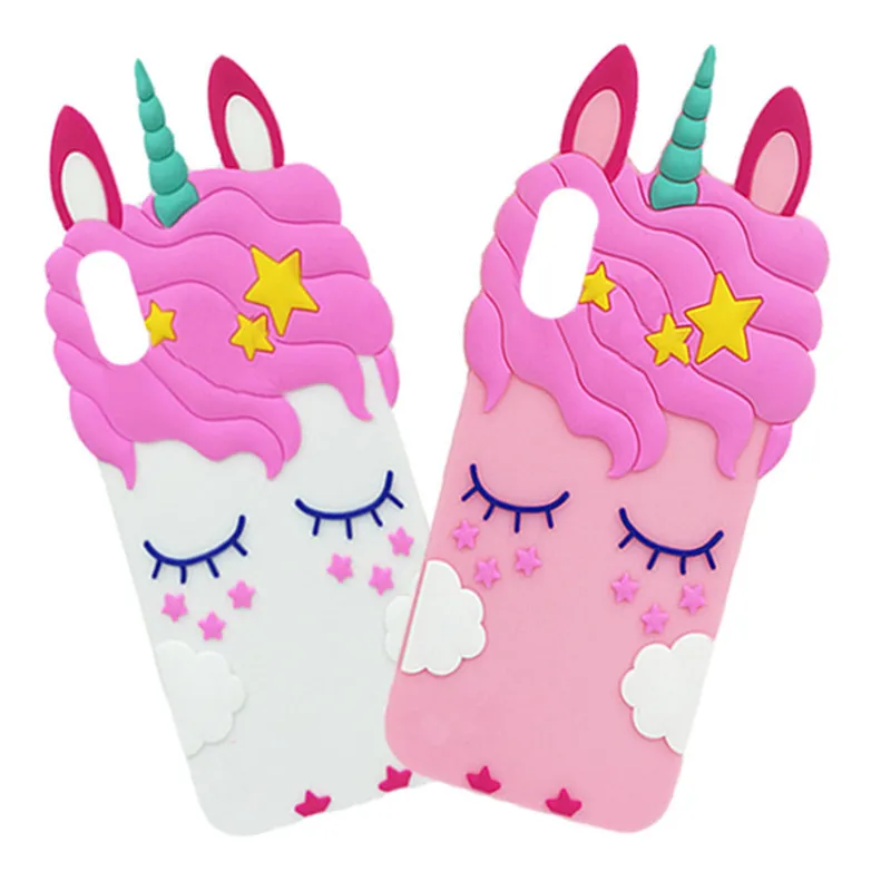 

3D Cute Cartoon Unicorn Horse Pink Case For iphone X Xs Max Xr 7 8 6 6s Plus 5 5S SE Soft Silicone Rubber Phone Cover Coque