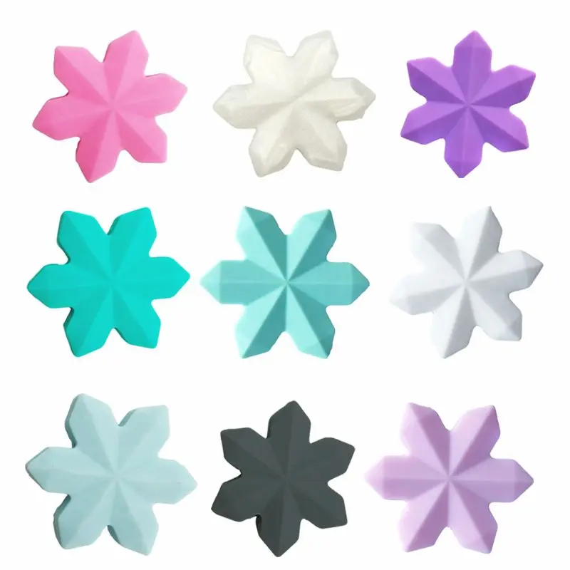 

1 Pieces Snowflake Beads Baby Teether DIY Pacifier Chain Silicone Teething Beads For Necklace Jewelry Teething Beads