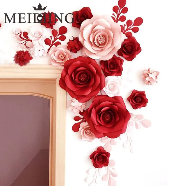 meidding 2pcs diy paper wedding flowers wedding artificial flower paper flower backdrops