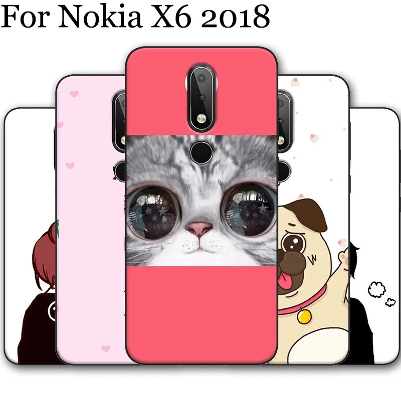 2 шт. чехлы для телефонов Nokia X6 2018 мягкая задняя крышка с милым мультяшным рисунком