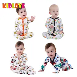 Kidlove хлопок комбинезон одним pieces с длинным рукавом мягкий домашняя одежда для маленьких мальчиков и девочек одежда для сна