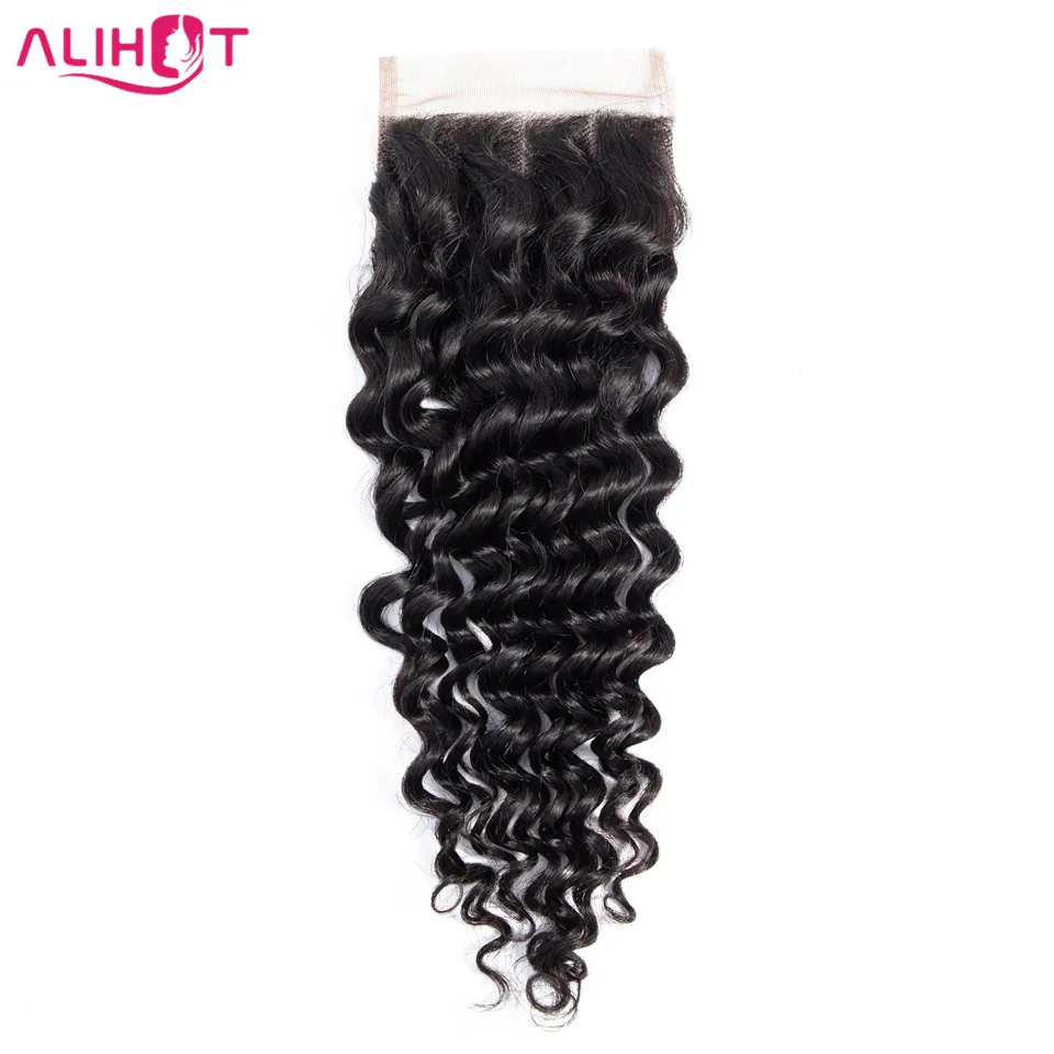 

Ali Hot Hair Deep Wave Lace Closure 10-22 inch 4*4 Free/Middle/Three Part Non-Remy Malaysian Human Hair Closure Free Shipping