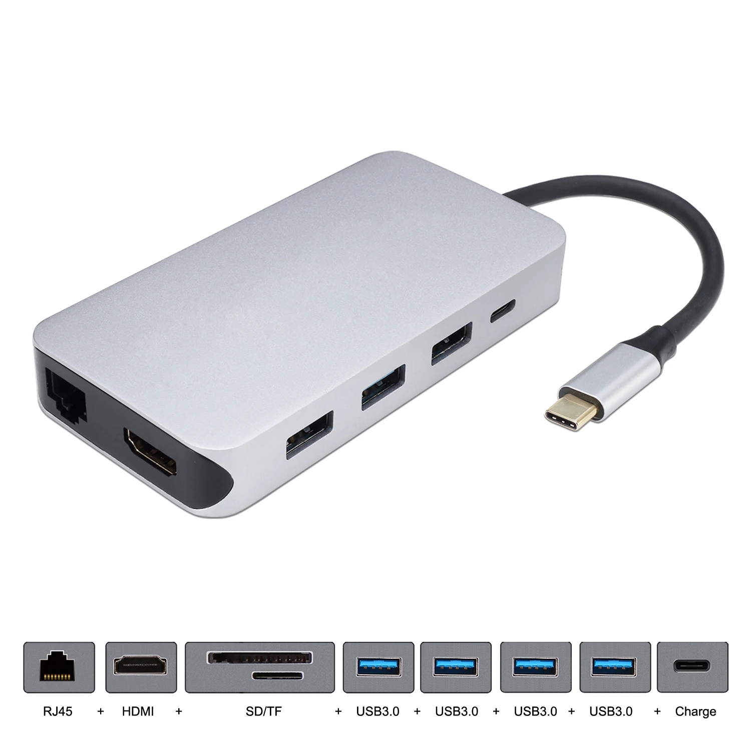 

10pcs/lot Cablecc Thunderbolt 3 Dock Digital AV USB-C HDMI Gigabit Ethernet 4 Ports HUB TF SD Charger Card Reader Adapter