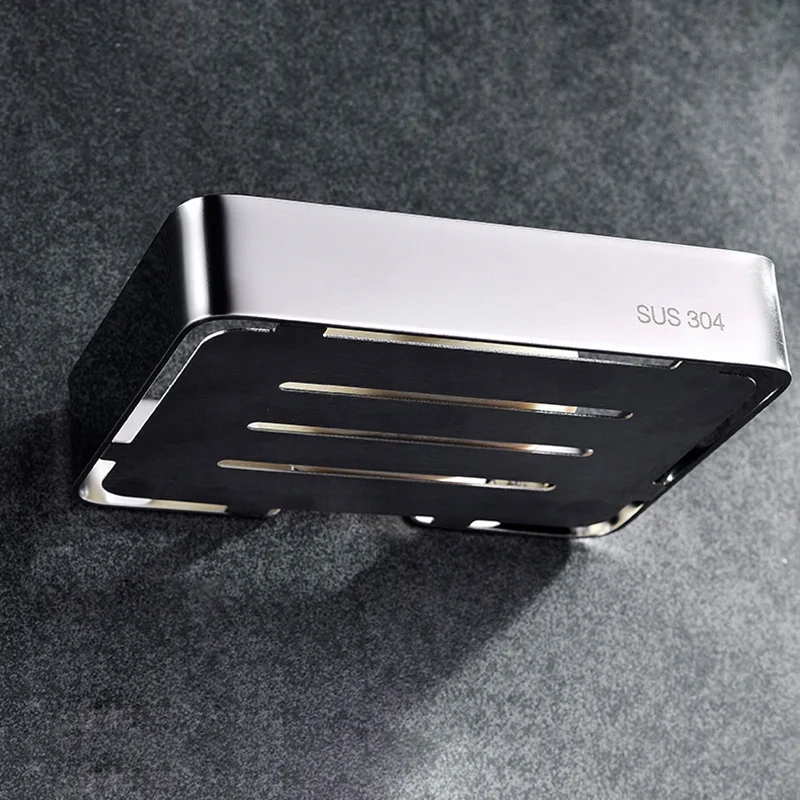 Silver bathroom storage soap holder 304 stainless steel soap rack creative wall hanging soap drain shelves bathroom organizer Silver bathroom storage soap holder 304 stainless steel soap rack creative wall hanging soap drain shelves bathroom organizer