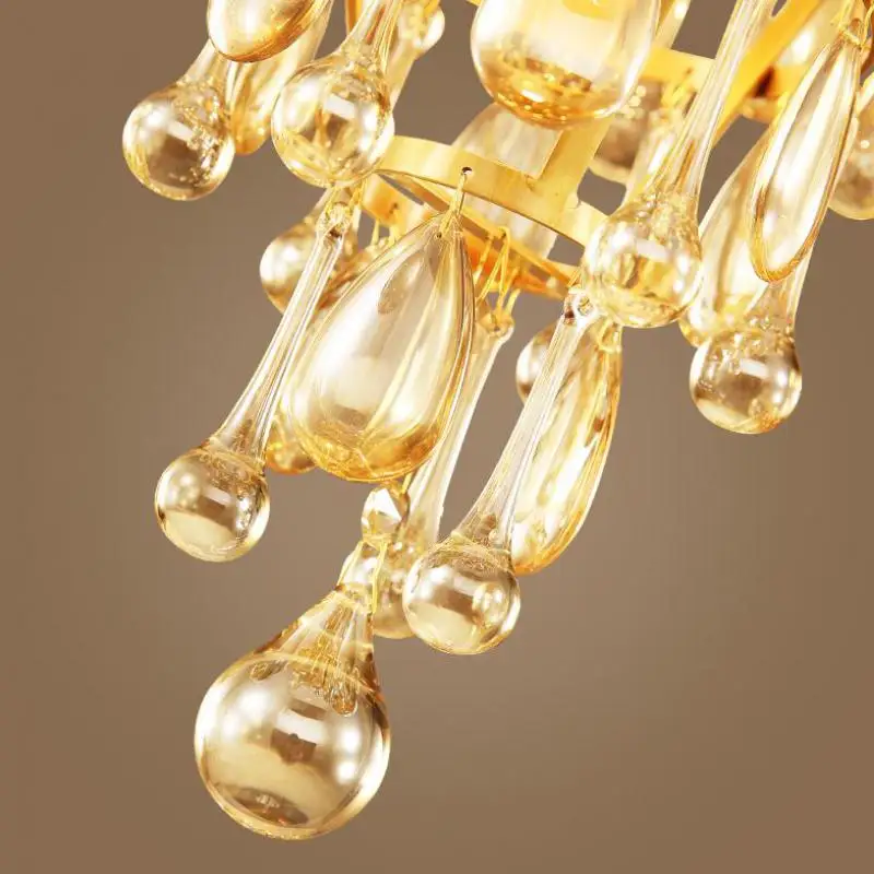 Ресторан Gold Crystal Lamp столовая Медный подвесной светильник Светильник входной
