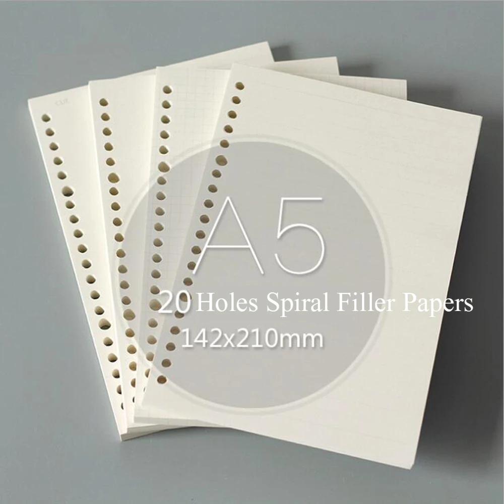 

A5 20 Holes Loose-leaf Binding Filler Papers Office School Spiral Notebook's Accessory Replaced Filler Paper Daily Memos Supply
