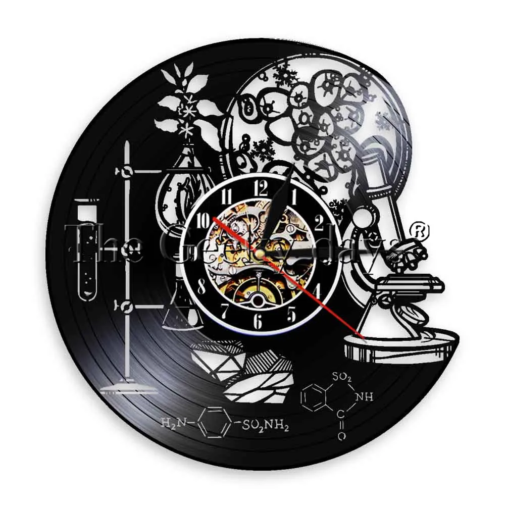 

1Piece Biology Science Dopamine Molecule Vinyl Record Wall Clock Tools of Science Chemistry Lab Wall Clock Watch Scientist Gift