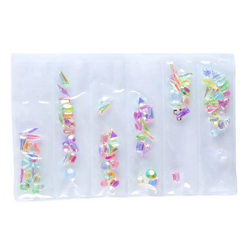 

1Pack DIY Mix Shapes Glitter AB Clear Square Oval Drop Heart Arylic Multislice Diamond Gems Nail Art Rhinestone Decorations