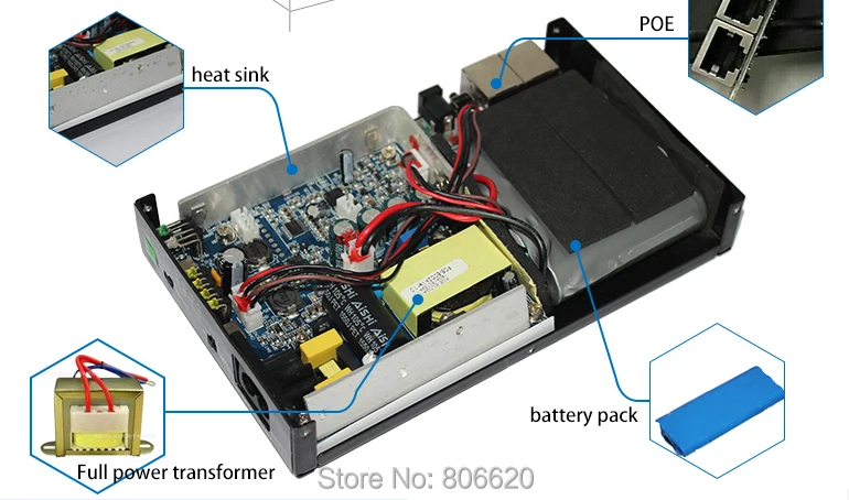 45 Вт мини Портативный UPS с 15/19/24VDC POE(Мощность Over Ethernet) и 5/9/12VDC Интерфейс широкий 85~ 265VAC Напряжение адаптер Встроенный