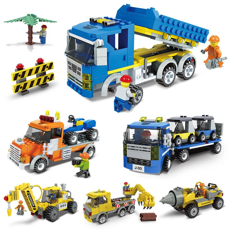 Vehicles Construction Series 3 IN 1 Truck Excavator Engineer Building Blocks Compatible Legoings City Bricks Car Children Toys
