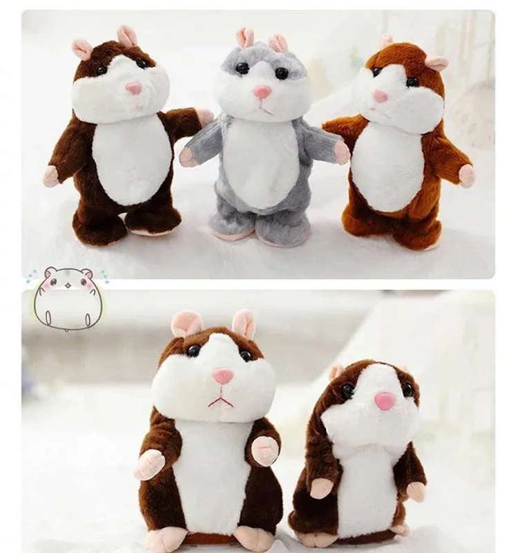 

Dropshipping Promotion 15cm Lovely Talking Hamster Speak Talk Sound Record Repeat Stuffed Plush Animal Kawaii Hamster Toys