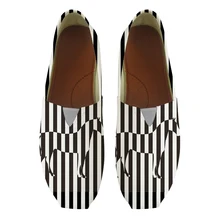 Черный, Белый Цвет Полосатый Зебра Дизайн слипоны Туфли без каблуков для женские лоферы холст дамы Повседневное Plataforma Plana Сверхлегкий тапки лето