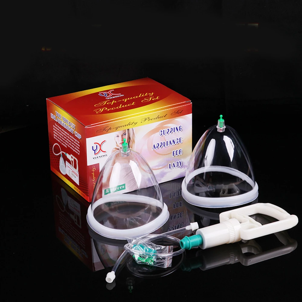 Breast Enlargement pump 2 cans for lady Vacuum Cupping Body Massager chest Enhancement with suction pump