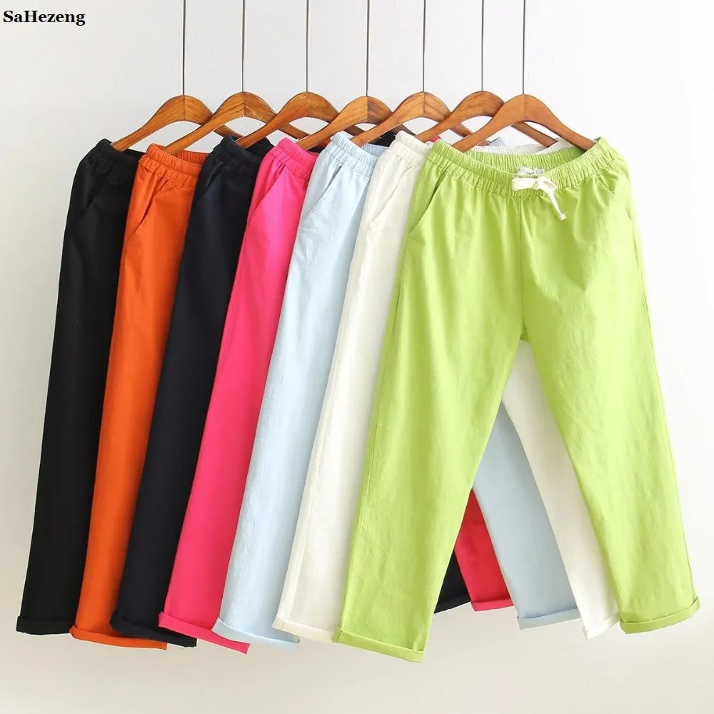 image of a pair of blue linen/cotton casual trousers