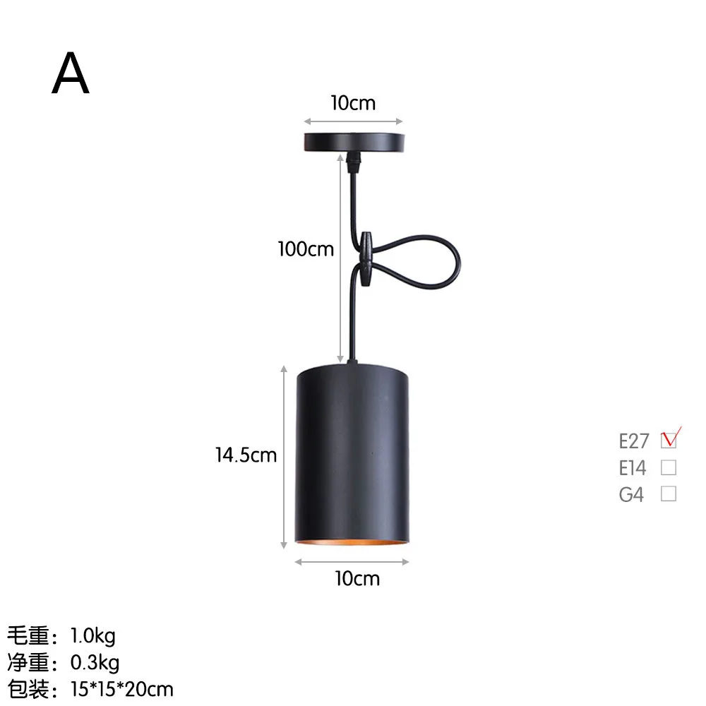 Современный цилиндрический длинный баррель черный подвесной светильник простой промышленный книжный магазин освещение кафе бар ресторан кухня подвесные лампы - Цвет корпуса: A