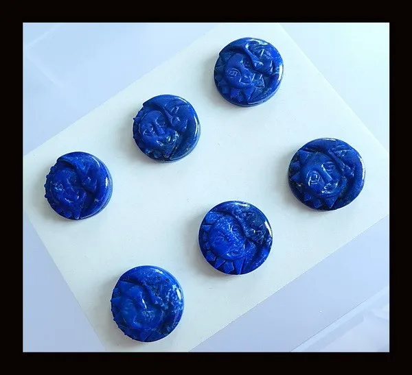 

6 PCS Of Carved Lapis Lazuli fashion pendant Cabochons,20x5mm,26.7g