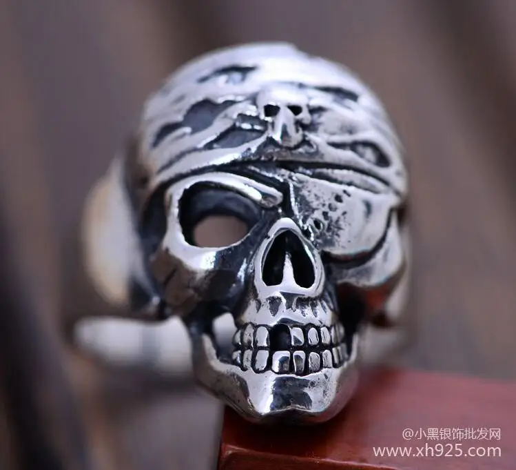 925 bijoux en argent sterling personnalité dominatrice simple eyed pirate hommes anneau de bijoux bijoux livraison gratuite