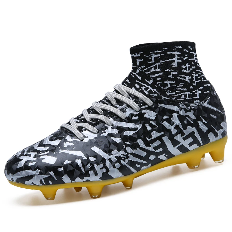 

New Arrival Men Soccer Shoes FG Colorful Diamond Football Boots Sneakers Outdoor High ankle sneakers for men