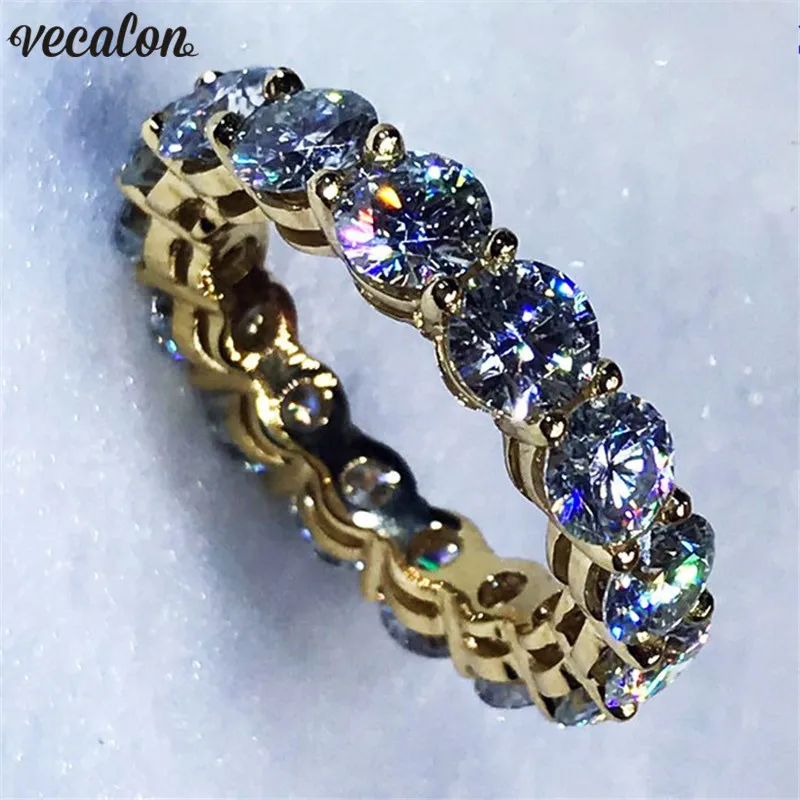 Кольцо Бесконечность Vecalon 2018 обручальное кольцо с желтым золотым наполнителем из