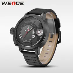 WEIDE часы Роскошные Брендовые мужские кварцевые наручные спортивные часы натурального влагоустойчивого электроники Аналоговый Кожаный