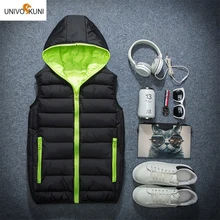 UNIVOS KUNI, теплый мужской жилет, Новое поступление, брендовый, Осень-зима, мужской однотонный жилет без рукавов, большой размер 3XL Q6028