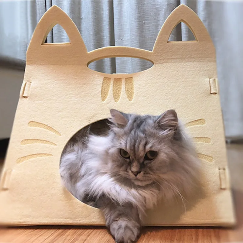 

Cat Ear House Cat Nest Mats Kitten Bed Four Seasons Available Detachable Washable Pet Felt Nest Furniture Resting House