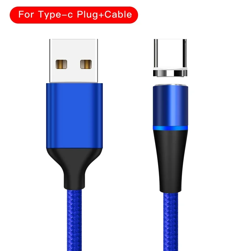 Магнитный USB кабель для Micro USB и type C супер зарядное устройство для huawei 3A Быстрая зарядка магнит зарядное устройство Micro USB usb c шнур для Xiaomi - Цвет: Blue For Type-C