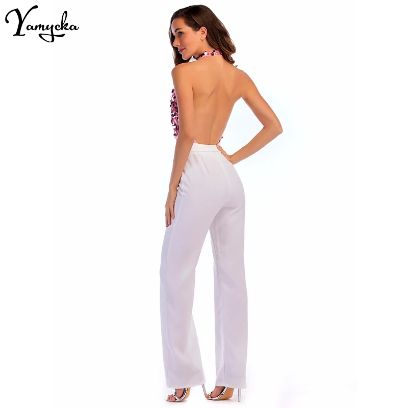 Sexy Rompers Womens New Arrivals Jumpsuit for Women Sequins Patchwork Summer Elegant Bandages Club Party Bodysuit Overalls 2018