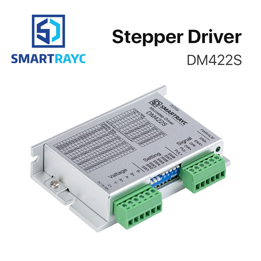 

Smartrayc 2-Phase Stepper Motor Driver DM422S 18-48VDC Output 0.3-2.2A Current