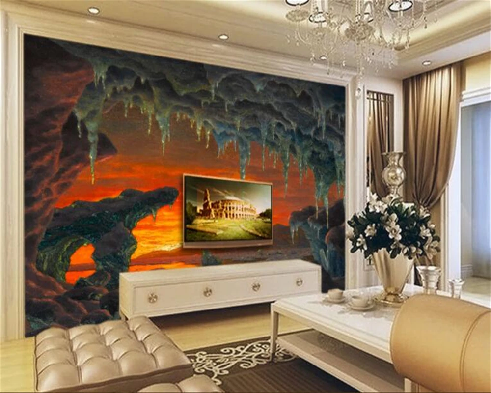 Beibehang Wallpaper Kustom Lukisan Minyak Arctic Gunung Es Gua Lihat Beibehang Wallpaper Kustom Lukisan Minyak Arctic Gunung Es Gua Lihat