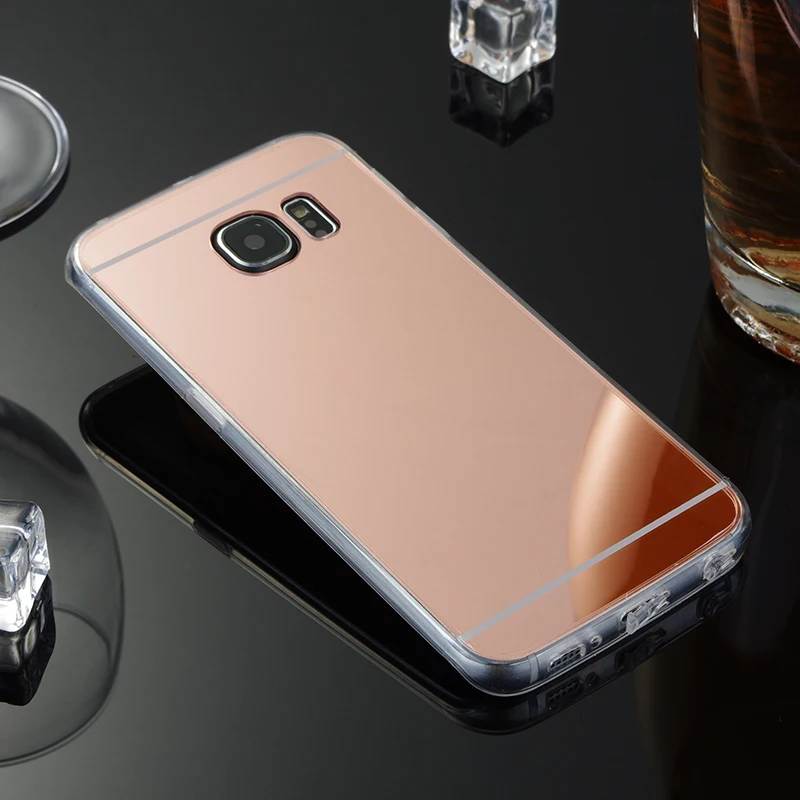 For Samsung Galaxy S6 Edge Mirror Case Soft TPU Back Cover For Samsung galaxy S6 Edge G9250 Cases Cell Phone Shell Accessories