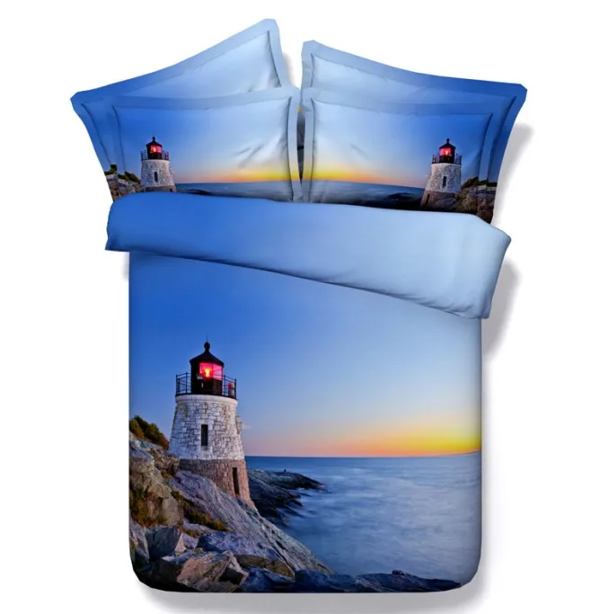 Sunset comforter 3D bedding sets sea duvet cover bed in a bag sheet
