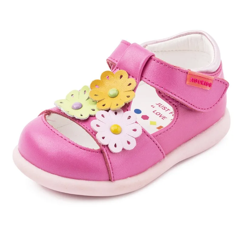 Детская Осенняя детская обувь для девочек кожаная обувь модная обувь принцессы с цветочным принтом на мягкой подошве, милая нескользящая Мягкая подошва, прогулочная обувь
