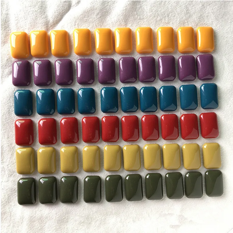 

New arrived 50pcs/lot color printing geometry rectangle shape resin flatback beads diy jewelry earring/garment pendant accessory