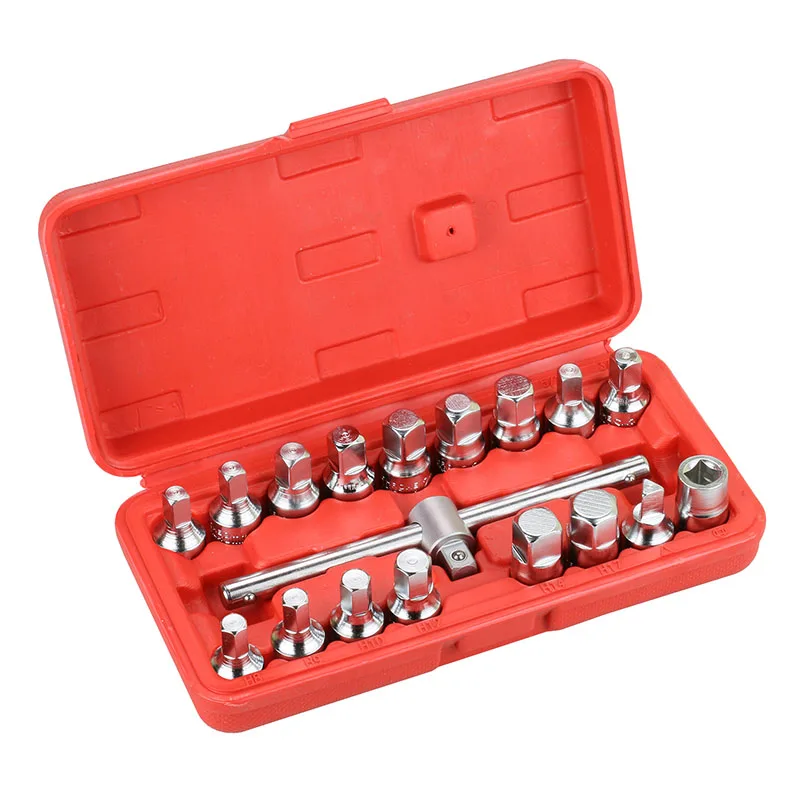 MR CARTOOL 18 PCS Oil Drain Pipe Plug Socket Set