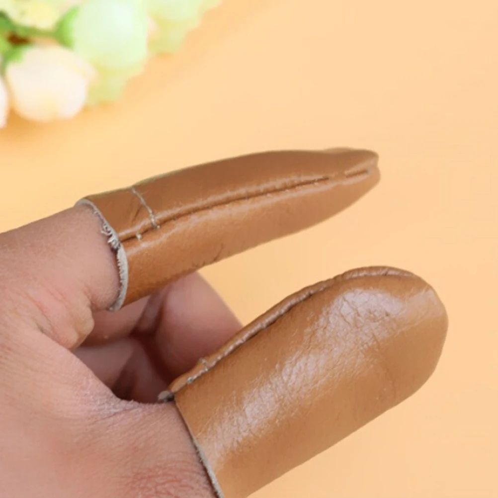 1pair Faux Leather Thimble DIY Sewing Tool Handmade Needlework Thimble Cover Needle Felting Finger Protectors