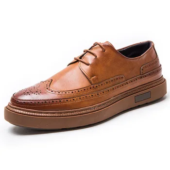 

Leather Men Shoes 2019 Spring Brogues Shoes Men Business Footwear Soft Leather Men Casual Shoes Male Oxfords KA1040
